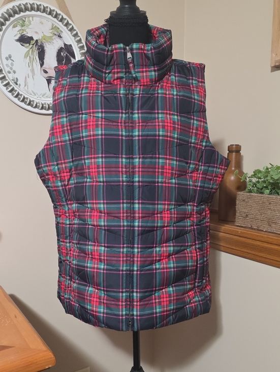 Talbots Jackets & Blazers - Talbots Plaid Quilted Vest - Red, Green & Black